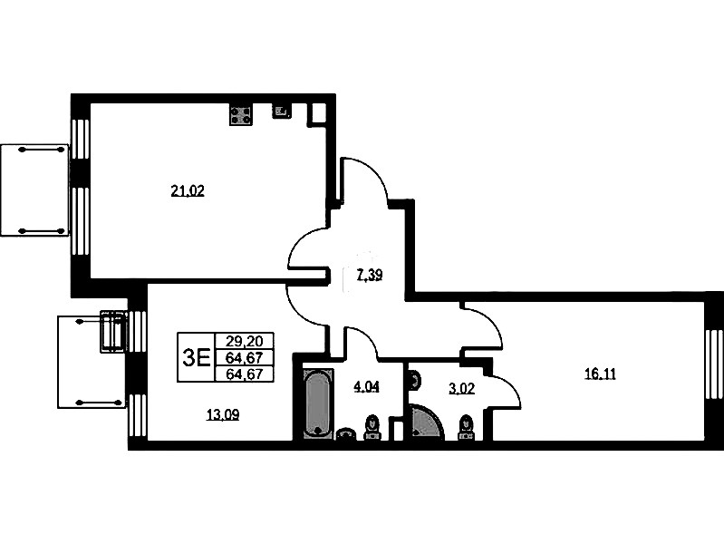 2-комнатная квартира 65 м², 2/10 эт., ЖК «VEREN NEXT Шуваловский»